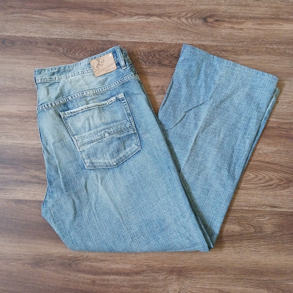 Buffalo David Bitton Ruffer Mens Light Wash Straight Leg Jeans 38 x 30 Cotton